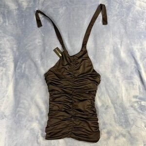 Black ruched tank top with adjustable straps new fashion nova size s